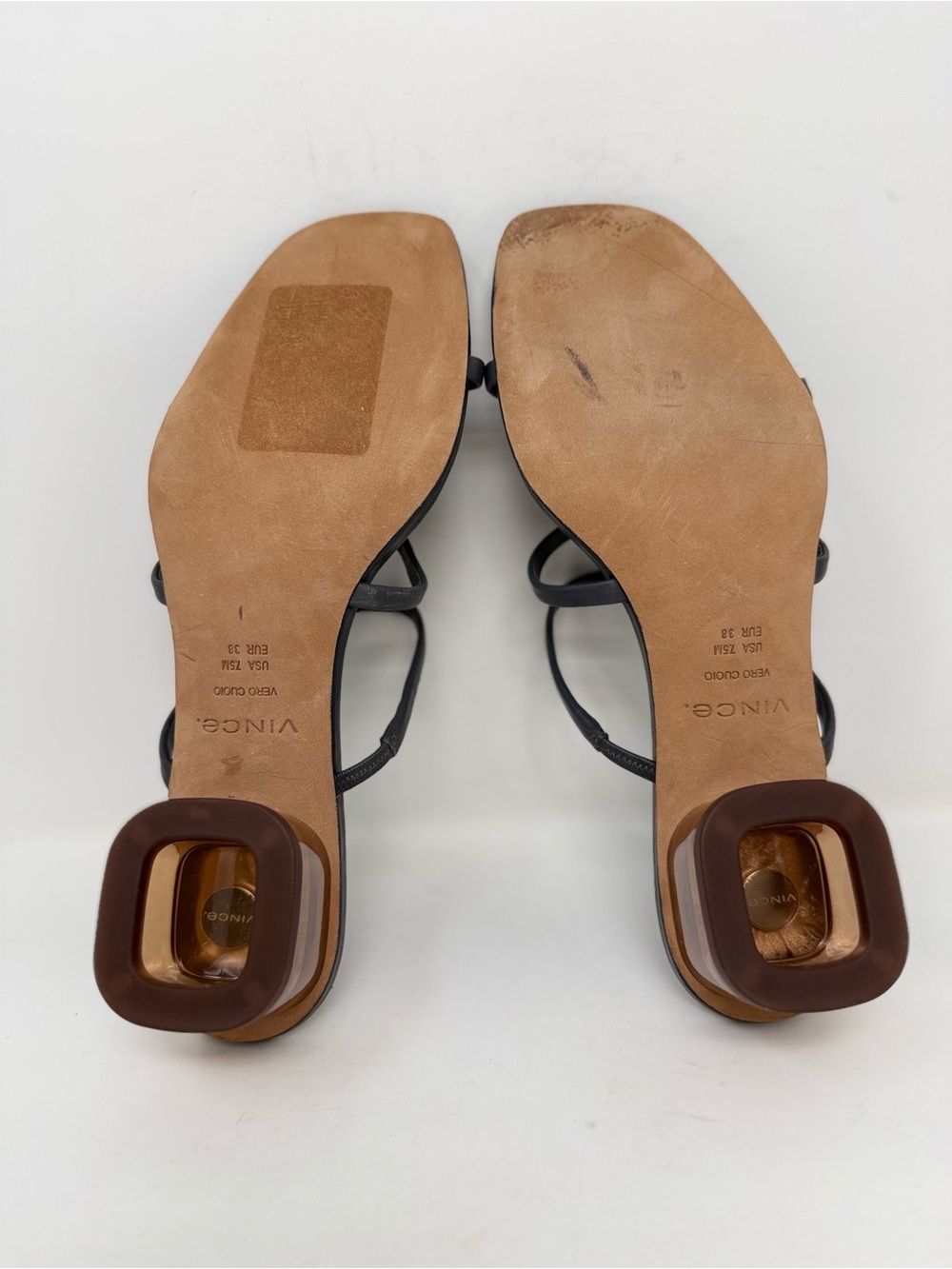 New Vince Palm Springs Leather Heeled Sandal In Iris Slate Sz 7.5 - Picture 14 of 14